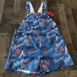 Brand New Atlanta Braves Bib shortalls Overalls By Foco Size Womens Large